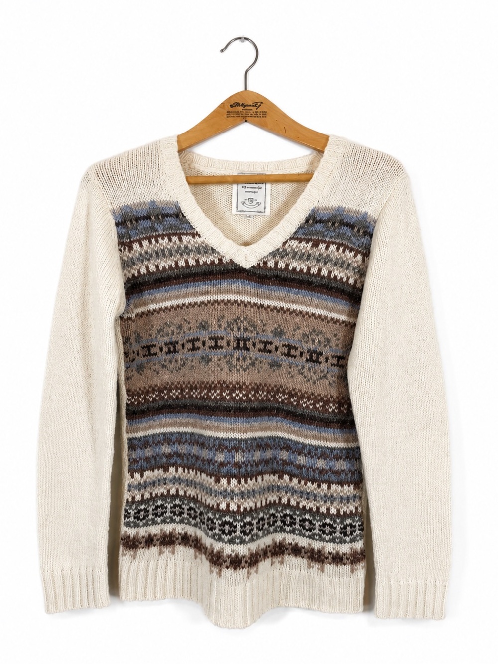 Fair Isle Knit Sweater Nordic Large Granola Girl Cabincore Hiking Outdoor Cozy